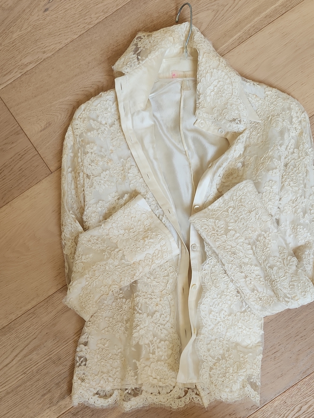 Valentino Cream Satin Top Blouse With Subtle Lace Trim